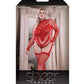 Sheer Infatuation Long Sleeve Teddy W/attached Footless Stockings Red Qn - SEXYEONE