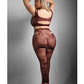 Sheer Undivided Attention Cut-out Lace Top w/ Crotchless Tights - Burgundy QN - SEXYEONE