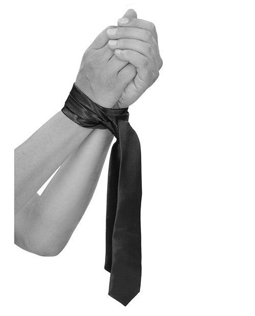 image of product,Shots Ouch Black & White Satin Bondage Tie - Black - SEXYEONE