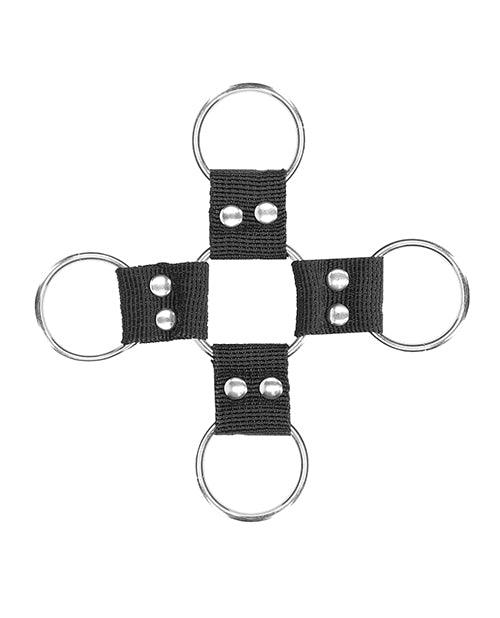 image of product,Shots Ouch Black & White Velcro Hogtie W/hand & Ankle Cuffs - Black - SEXYEONE
