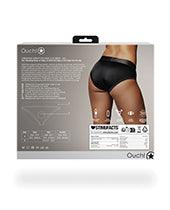 image of product,Shots Ouch Vibrating Strap On High-cut Brief - Black - SEXYEONE