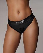 image of product,Shots Ouch Vibrating Strap On Hipster - Black - SEXYEONE