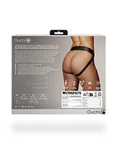 image of product,Shots Ouch Vibrating Strap On Panty Harness W/open Back - Black - SEXYEONE