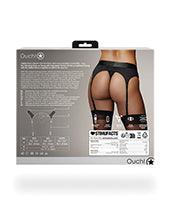Shots Ouch Vibrating Strap On Thong W/adjustable Garters - Black - SEXYEONE