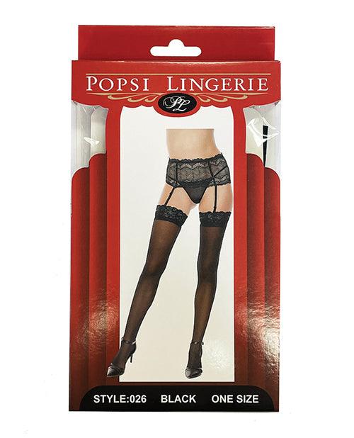 image of product,Silicone Lace Top Thigh High Black O/s - SEXYEONE
