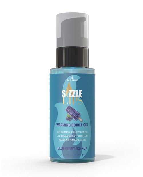 product image,Sizzle Lips Warming Gel - 2 oz Bottle Blueberry Ice Pop - SEXYEONE