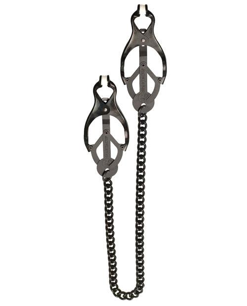 image of product,Spartacus Black Butterfly Style Nipple Clamps w/Chain - SEXYEONE