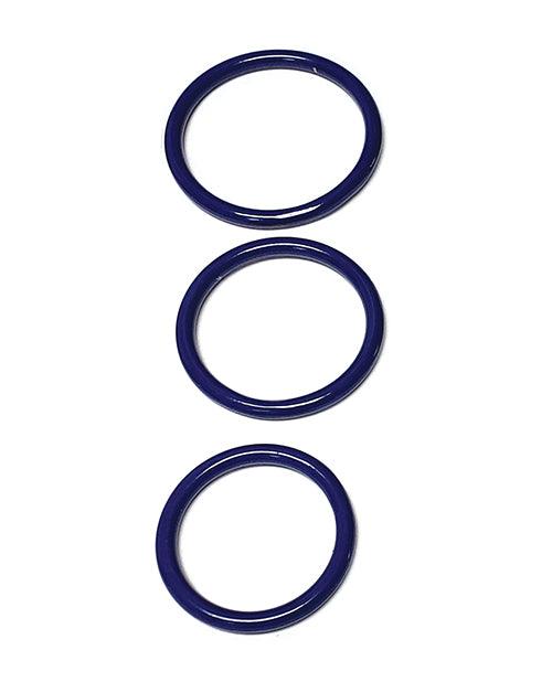image of product,Spartacus Seamless Stainless Steel C-ring - Blue Pack Of 3 - SEXYEONE