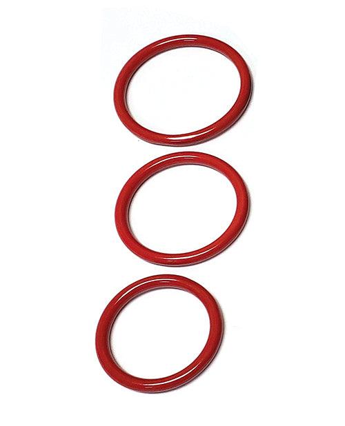 image of product,Spartacus Seamless Stainless Steel C-ring - Red Pack Of 3 - SEXYEONE
