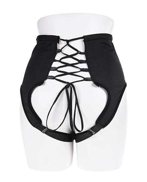 image of product,Sportsheets High Waisted Strap-On Corset - Black - SEXYEONE