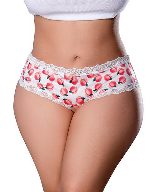 product image, Sweet Treats Crotchless Boy Short w/Wicked Sensual Care Peach Lube - White QN - SEXYEONE