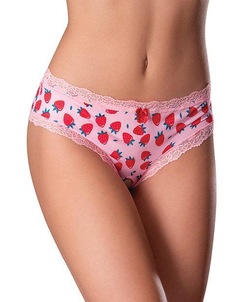 image of product,Sweet Treats Crotchless Boy Short w/Wicked Sensual Care Strawberry Lube - Pink - SEXYEONE