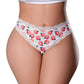 Sweet Treats Crotchless Thong w/Wicked Sensual Care Peach Lube - White QN - SEXYEONE