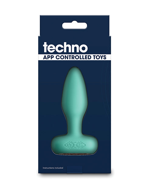 image of product,Techno Prism App Controlled Rotating & Vibrating Anal Plug - Teal - SEXYEONE