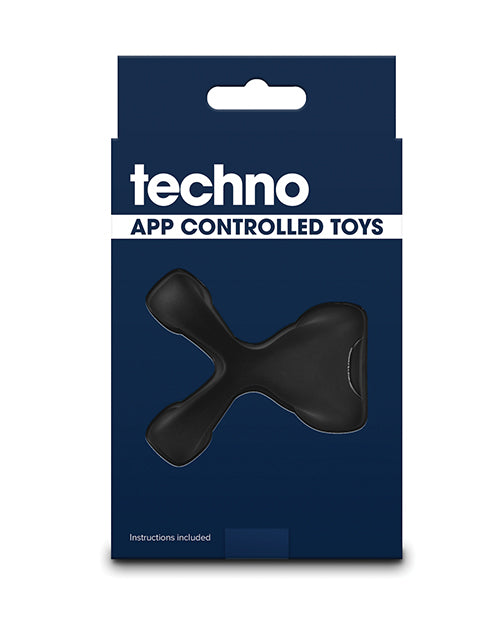 Techno Strobe App Controlled Vibrating Cock Ring - Black - SEXYEONE