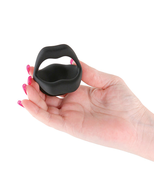 Techno Strobe App Controlled Vibrating Cock Ring - Black - SEXYEONE