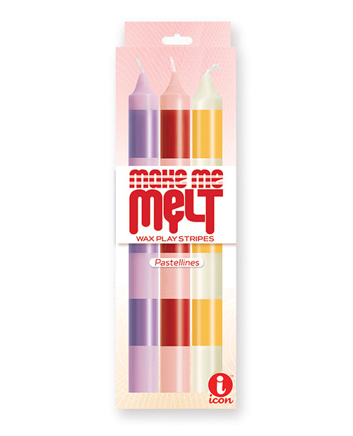 The 9's Make Me Melt Sensual Warm-Drip Candles - Pastellines Stripes Pack of 3 - SEXYEONE