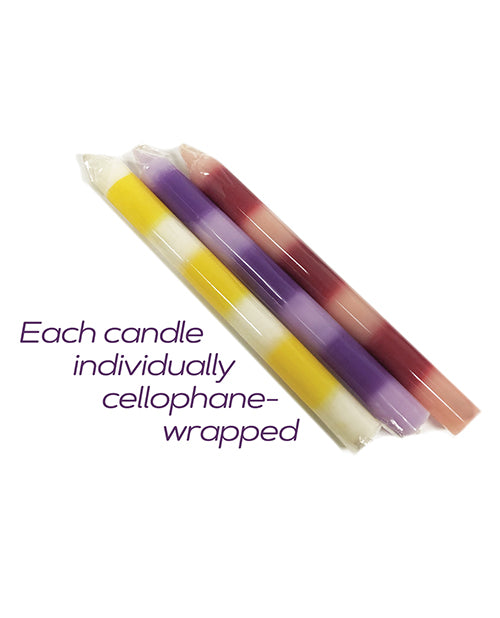 image of product,The 9's Make Me Melt Sensual Warm-Drip Candles - Pastellines Stripes Pack of 3 - SEXYEONE