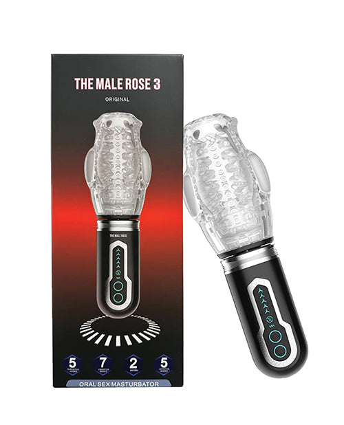 product image, The Male Rose 3 Thrusting, Rotating & Vibrating Oral Sex Masturbator - Black - SEXYEONE