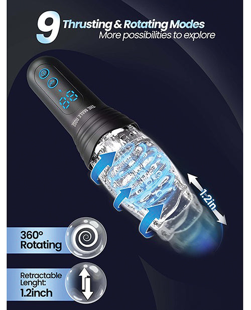 The Male Rose Pro Thrusting Rotating & Vibrating 3D Masturbator - Black - SEXYEONE