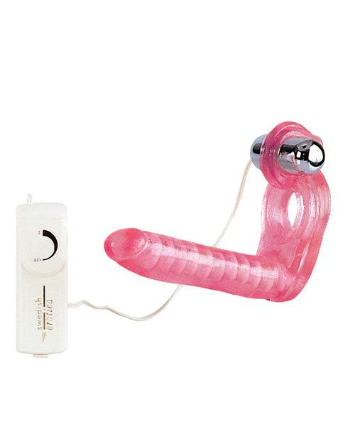 image of product,The Ultimate Triple Stimulator Flexible Dong w/Cock Ring - Pink - SEXYEONE
