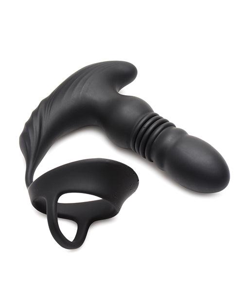 image of product,Thunderplugs 10x Thrusting Silicone Vibrator W/cock & Ball Strap & Remote - Black - SEXYEONE