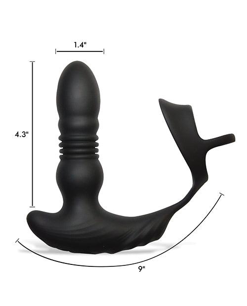 image of product,Thunderplugs 10x Thrusting Silicone Vibrator W/cock & Ball Strap & Remote - Black - SEXYEONE