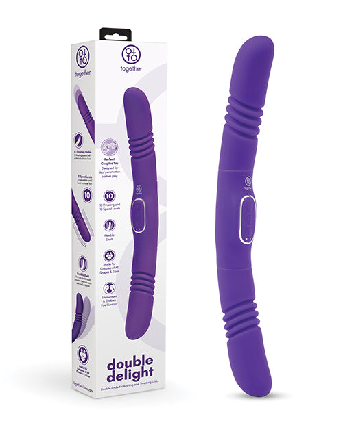 product image, Together Double Delight Double-Ended Vibrating & Thrusting Vibrator - Purple - SEXYEONE