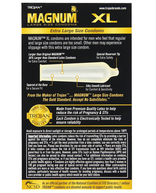 image of product,Trojan Magnum XL Lubricated Condom - Box of 12 - SEXYEONE