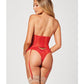 Valentines Heart Embroidered Mesh Bustier & Panty Red - SEXYEONE