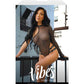 Vibes Baddie Glitter Mesh Bodysuit w/One Shoulder Long Sleeve & Snap Closure - Black - SEXYEONE