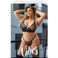 Vibes Baddie Glitter Mesh Long Line Bralette & Thong Black QN - SEXYEONE