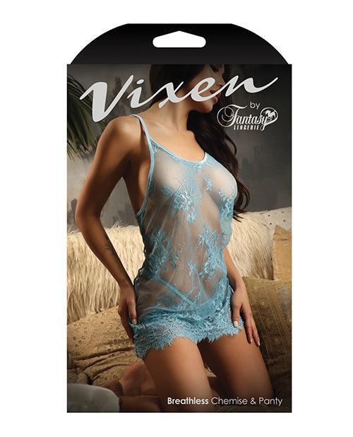 image of product,Vixen Breathless Chantilly Lace Chemise & G-string Blue - SEXYEONE