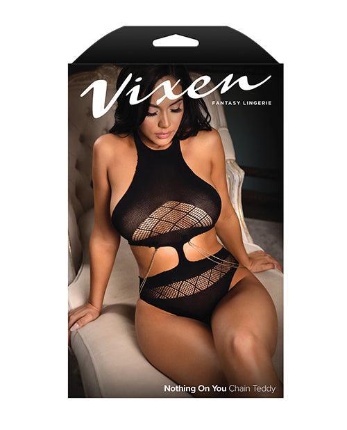 Vixen Nothing On You Seamless Cut-Out Teddy w/Removable Chain Accents - Black O/S - SEXYEONE