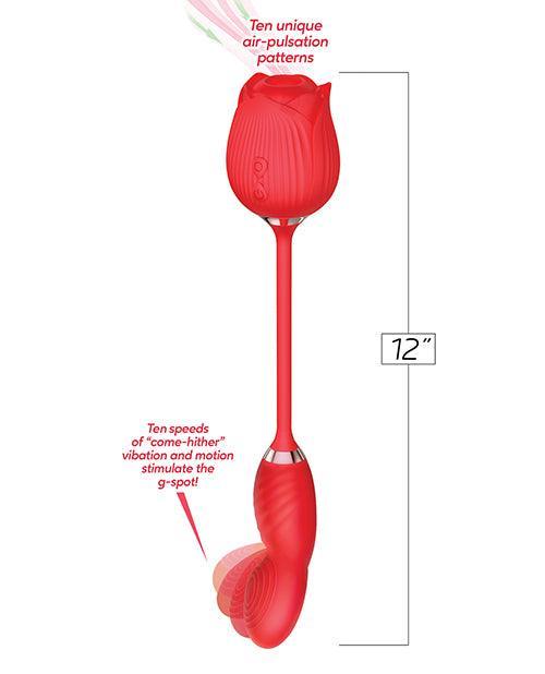 product image,Wild Rose Suction & Come Hither Vibrator - Red - SEXYEONE