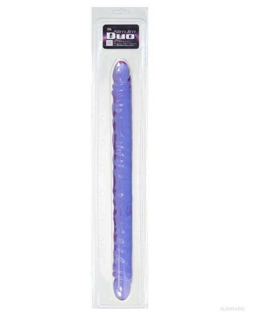 product image, 17" Slim Jim Duo Veined Super Slim Dong - Reflective Gel Purple - SEXYEONE