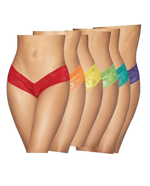 product image, 6 Pc Low Rise Neon Pride Panty Pack Asst. Colors O-s - SEXYEONE