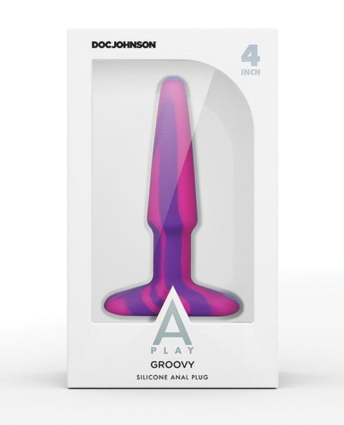 product image, A Play 4" Groovy Silicone Anal Plug - Multicolor-pink - SEXYEONE