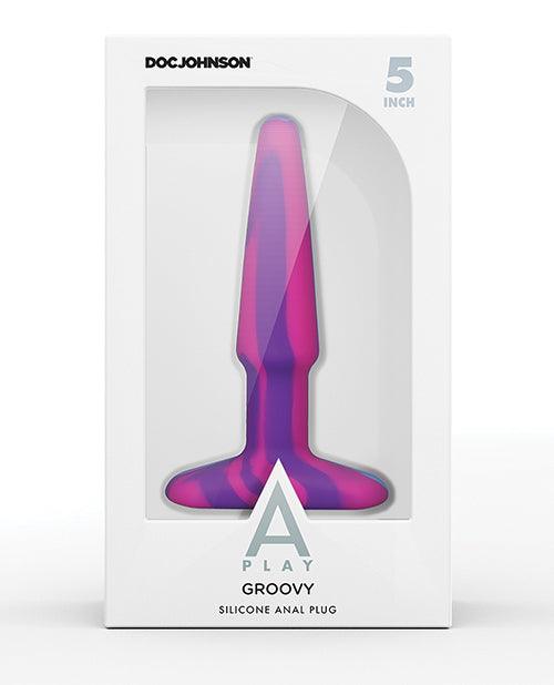 product image, A Play 5" Groovy Silicone Anal Plug - Multicolor-yellow - SEXYEONE