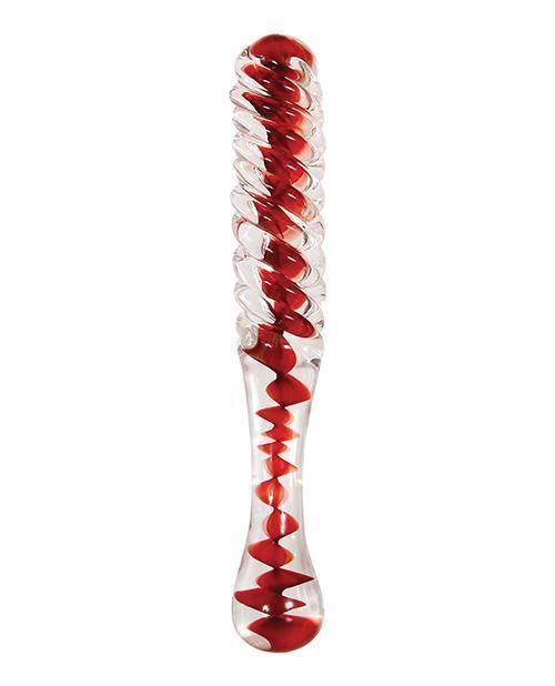 image of product,Adam & Eve Eve's Sweetheart Swirl Glass Dildo - Clear-red - SEXYEONE 