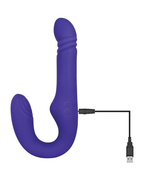 image of product,Adam & Eve Eve's Ultimate Thrusting Strapless Strap On - Purple - SEXYEONE