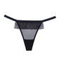 Adore Black Tie Mesh Front W-flounce Open Bow Back Panty Black O-s - SEXYEONE 