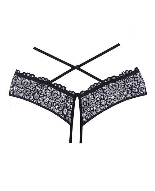 product image,Adore Crayzee Open Panty W-criss Cross Waist Straps & Lace Black O-s - SEXYEONE
