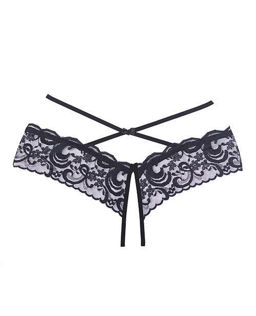 image of product,Adore Dare Me Cross Waist Open Lace Panty Black O-s - SEXYEONE