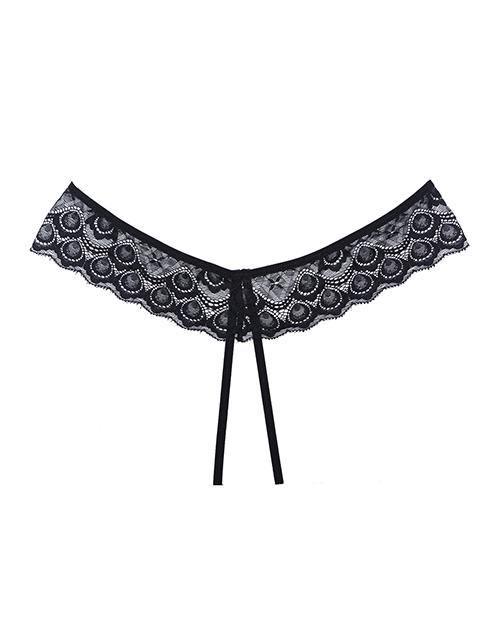 image of product,Adore Foreplay Lace & Mesh Front Open Panty Black O-s - SEXYEONE 