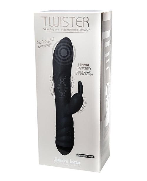 image of product,Adrien Lastic Twister Clitoral Sucker & Vibrating Rabbit - Black - SEXYEONE