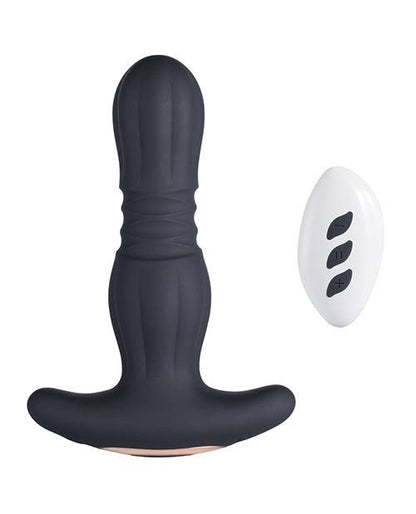 Agas Thrusting Butt Plug W- Remote Control - Black - SEXYEONE
