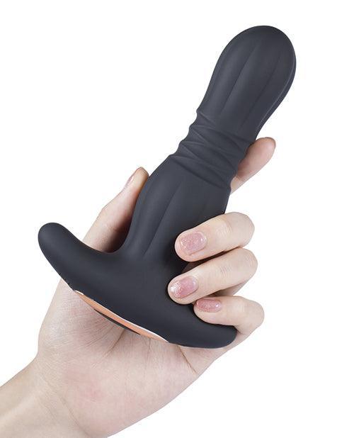 image of product,Agas Thrusting Butt Plug W- Remote Control - Black - SEXYEONE