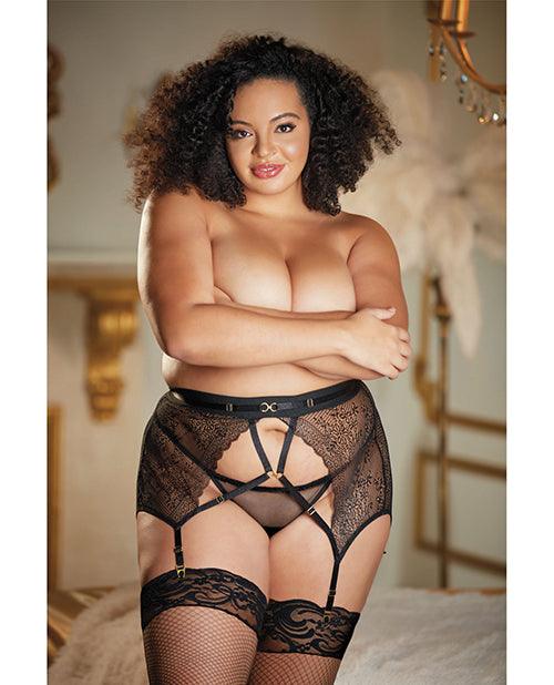 image of product,Allure High Waisted Lace Garter & G-string Qn - {{ SEXYEONE }}
