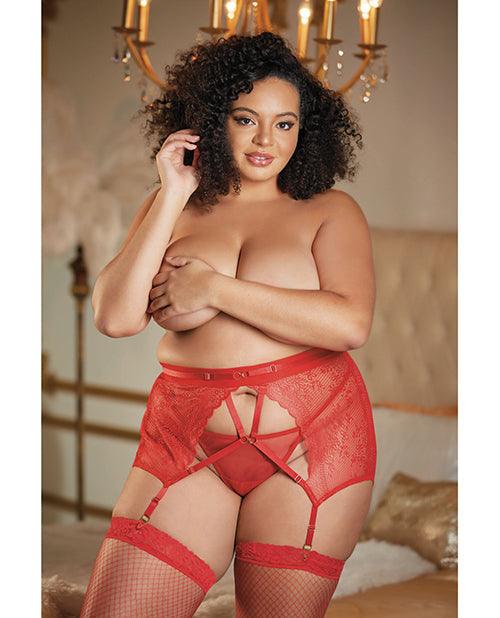 product image, Allure High Waisted Lace Garter & G-string Qn - {{ SEXYEONE }}
